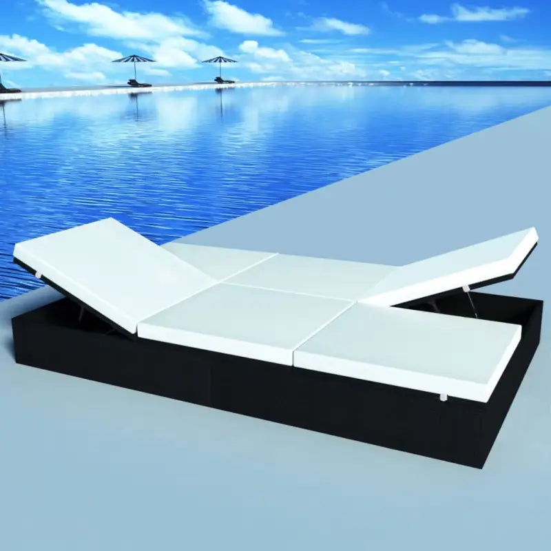 Poly rattan tuinbedden met levering bevat voor stijl en comfort - Zwart en wit - Tuinbedden