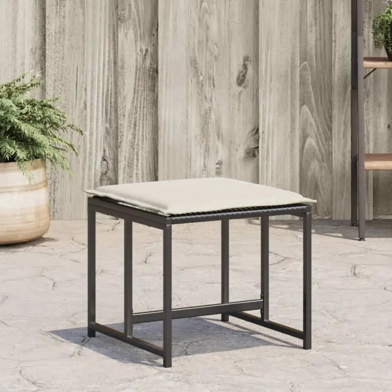 Poly rattan tuinkrukken voor een comfortabele zitervaring met wasbare hoes - Zwart en wit / 1 / poly rattan - Tuinpoefs