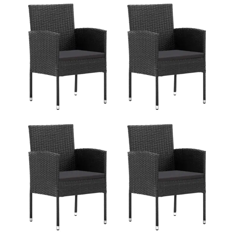 Poly Rattan Tuinset in Zwart met Stalen Frame voor Buitengebruik - Tuinsets