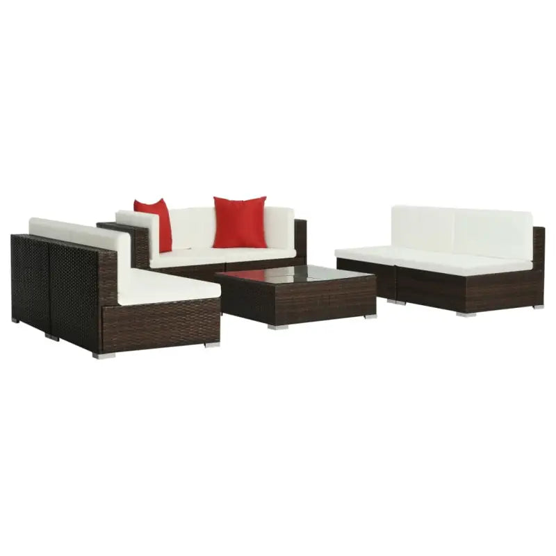 Poly Rattan Tuinset met Diepte Zitting en Gepoedercoat Stalen Frames - Tuinsets