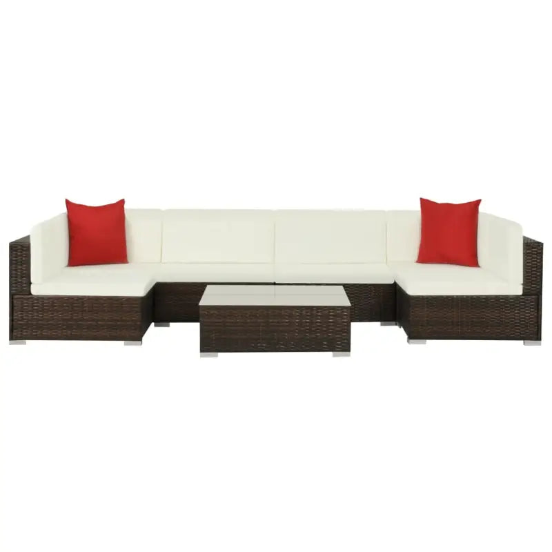Poly Rattan Tuinset met Diepte Zitting en Gepoedercoat Stalen Frames - Bruin / Ja - Tuinsets