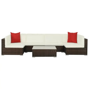 Poly Rattan Tuinset met Diepte Zitting en Gepoedercoat Stalen Frames - Tuinsets