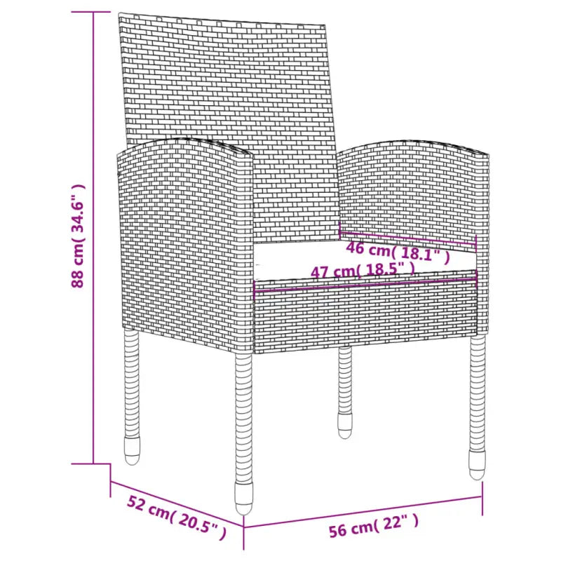 Poly rattan tuinset met gehard glas en zwart materiaal voor elegante buitenruimte - Tuinsets