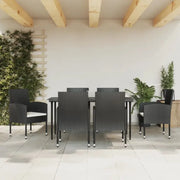 Poly rattan tuinset met gehard glas en zwart materiaal voor elegante buitenruimte - Tuinsets