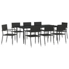 Poly rattan tuinset met gehard glas in zwart materiaal voor elegante tuindiners - Tuinsets