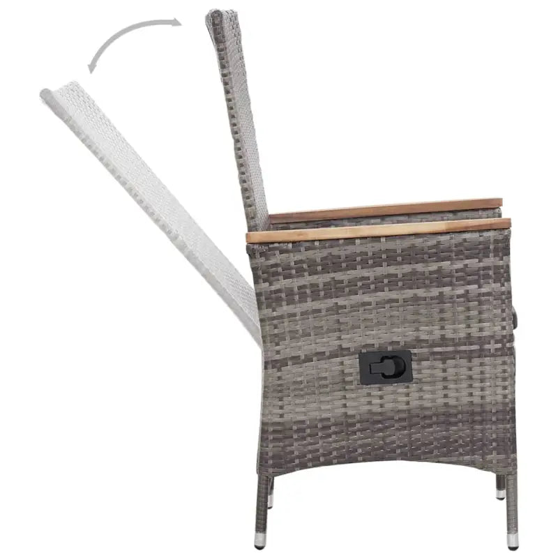 Poly rattan tuinset met gemakkelijk schoon en comfortabele afmetingen stoel - Verstelbare stoel zonder voetensteun