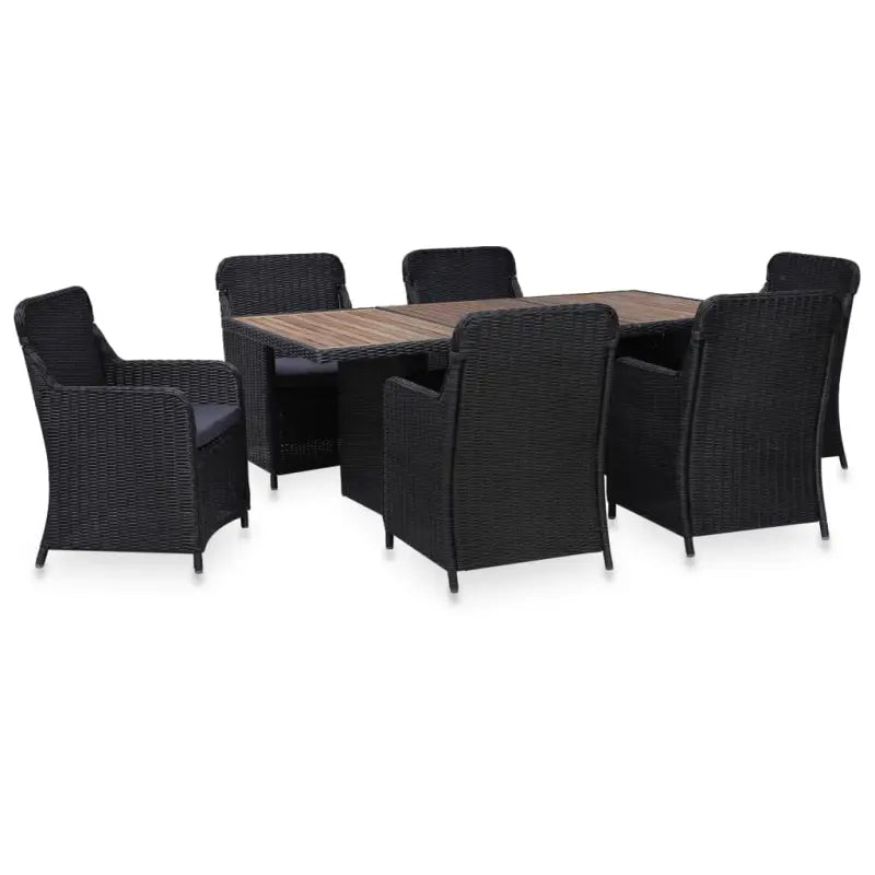 Poly rattan tuinset met gepoedercoat staal in vintage stijl - Zwart en bruin - Tuinsets