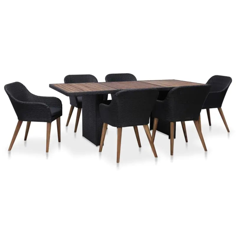 Poly rattan tuinset met massief acaciahout voor stijl en duurzaamheid - Zwart - Tuinsets