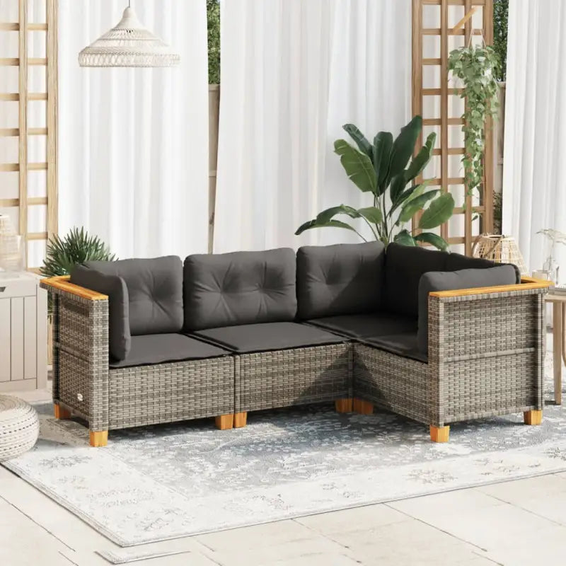Poly Rattan Tuinset met Natuurlijke Olieafwerking en Comfortabele Zitervaring - Tuinsets