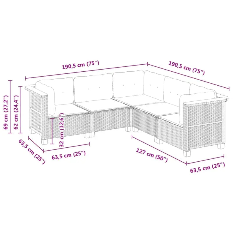 Poly Rattan Tuinset met Natuurlijke Olieafwerking en Comfortabele Zitervaring - Tuinsets