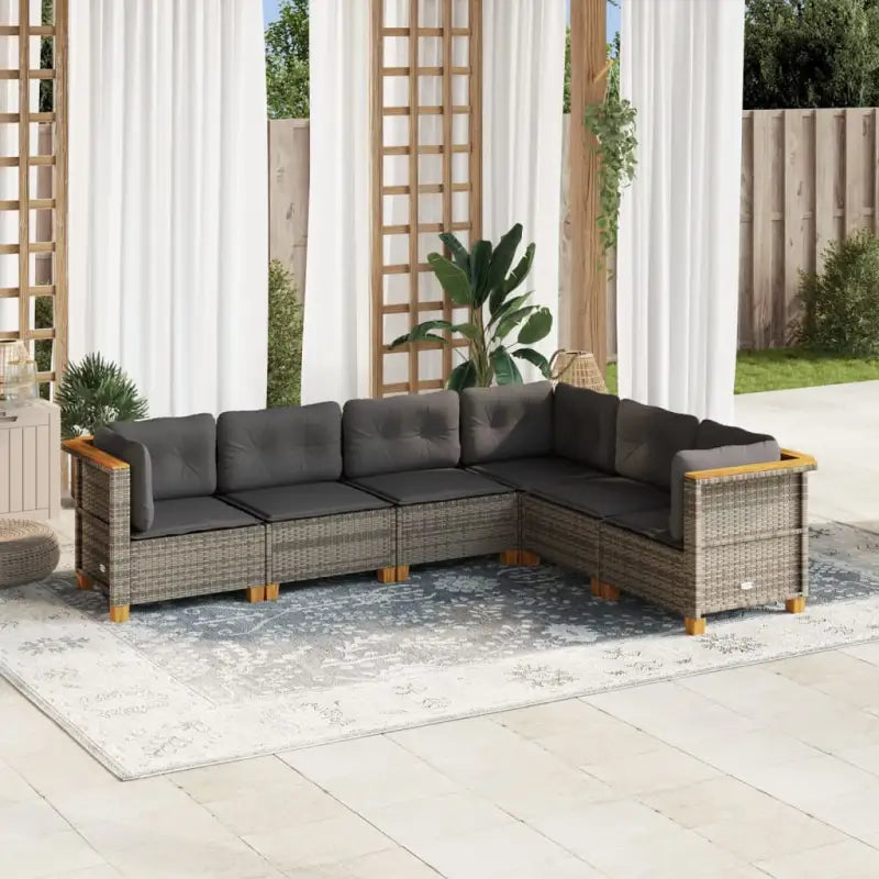 Poly Rattan Tuinset met Natuurlijke Olieafwerking voor Comfortabele Zitervaring - Grijs / Zonder tafel / Dichtgeweven