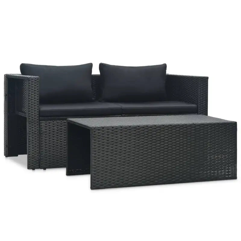 Poly Rattan Tuinset met opbergbare hoekbanken en voetensteunen - Tuinsets