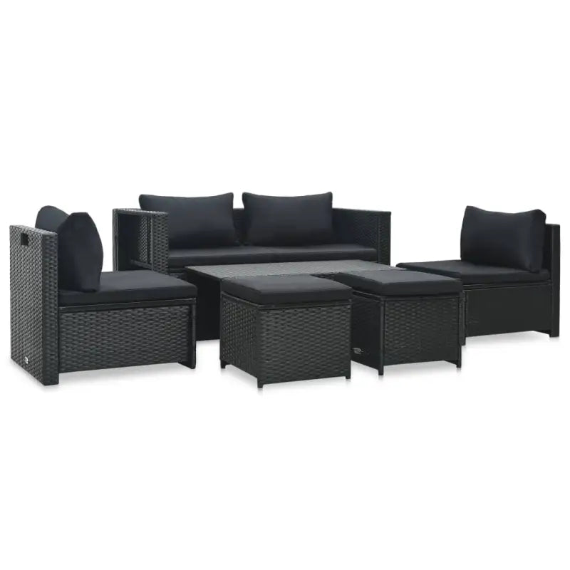 Poly Rattan Tuinset met opbergbare hoekbanken en voetensteunen - Tuinsets