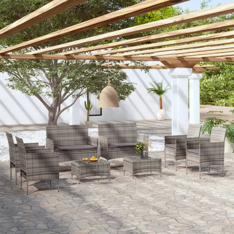 Poly rattan tuinset met ruime zittingsdiepte en breedte voor ontspanning - Grijs - Tuinsets