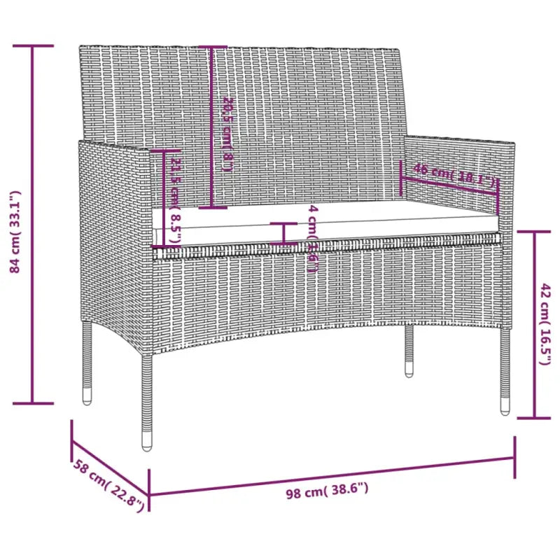 Poly rattan tuinset met ruime zittingsdiepte en breedte voor ontspanning - Tuinsets
