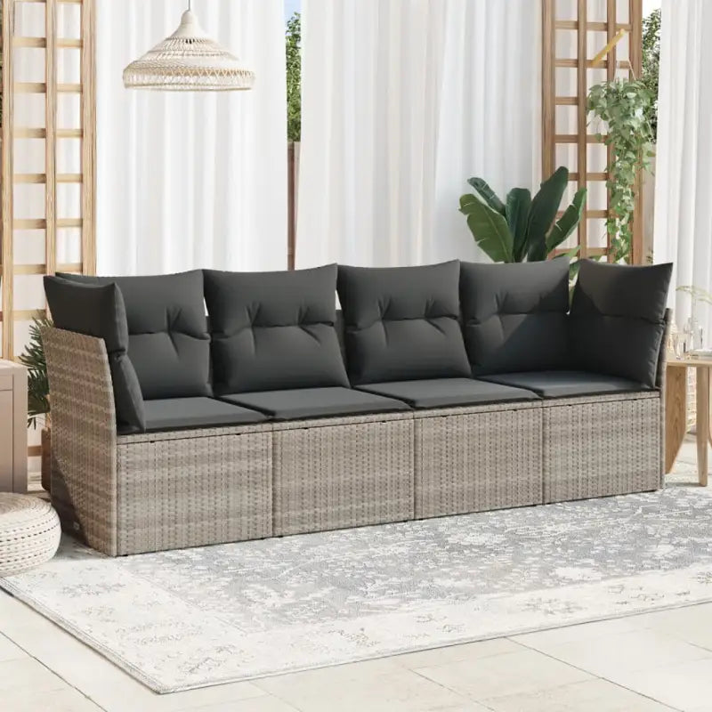Poly Rattan Tuinset met Waterdichte Tas en Gepoedercoat Staal - Lichtgrijs / Zonder tafel - Tuinsets