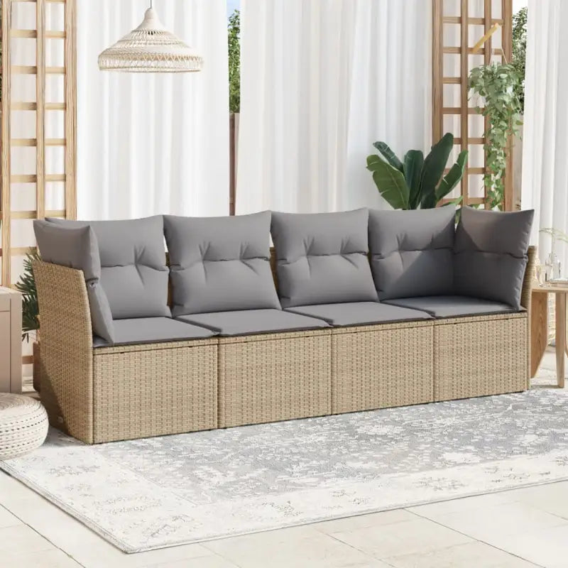 Poly Rattan Tuinset met Waterdichte Tas en Gepoedercoat Staal - Beige en grijs / Zonder tafel - Tuinsets