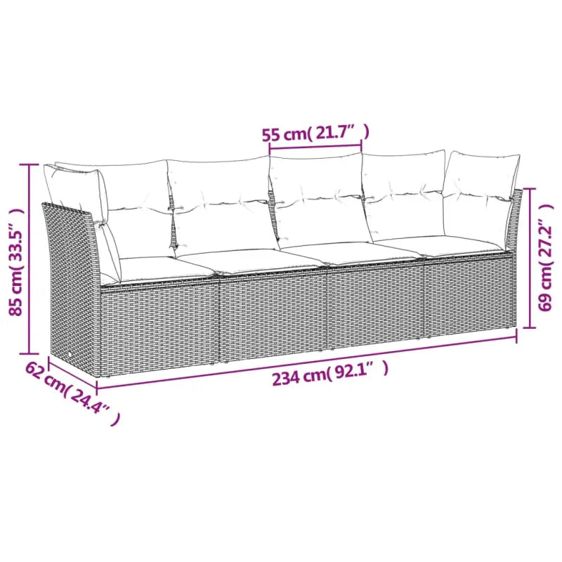 Poly Rattan Tuinset met Waterdichte Tas en Gepoedercoat Staal - Tuinsets
