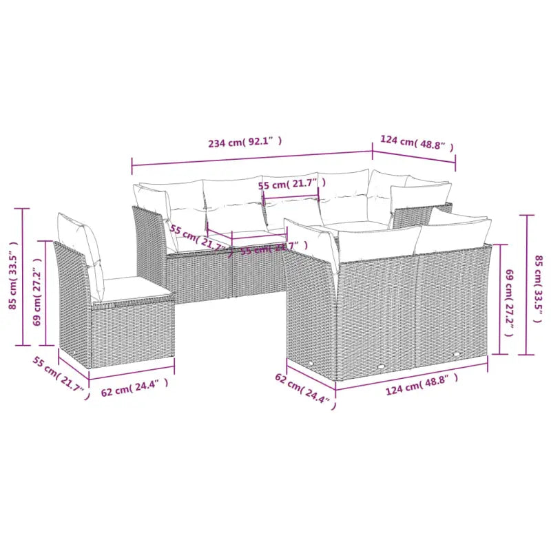 Poly Rattan Tuinset met Waterdichte Tas en Gepoedercoat Staal - Tuinsets