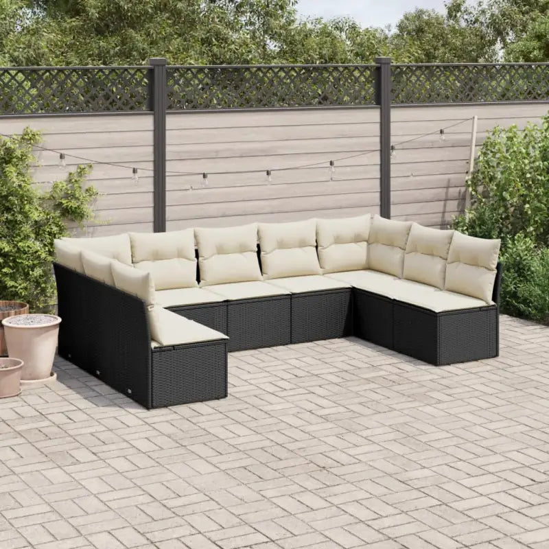 Poly Rattan Tuinset met Waterdichte Tas en Gepoedercoat Staal - Zwart en crème / Zonder tafel - Tuinsets