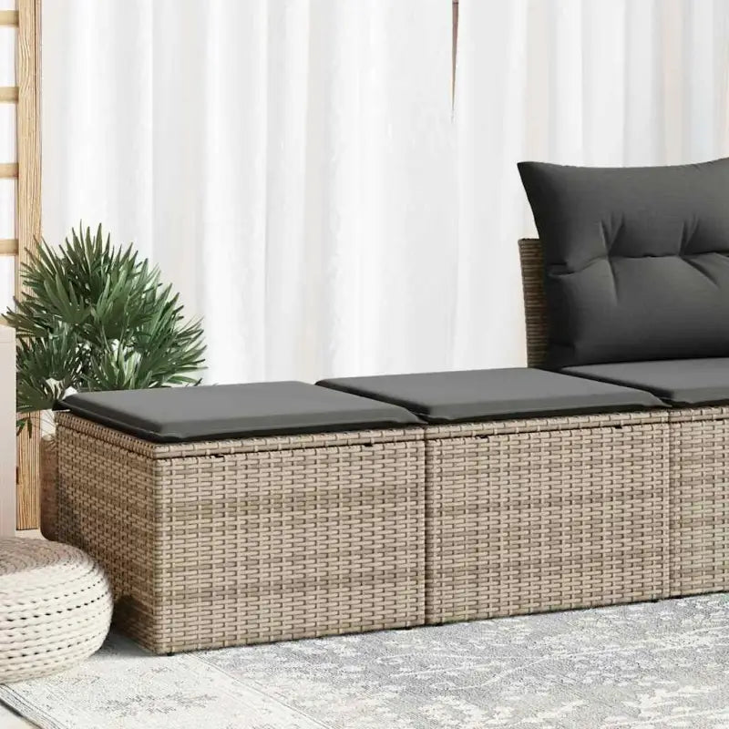 Poly Rattan Tuinset met Waterdichte Tas en Wasbare Hoes - Grijs - Tuinsets