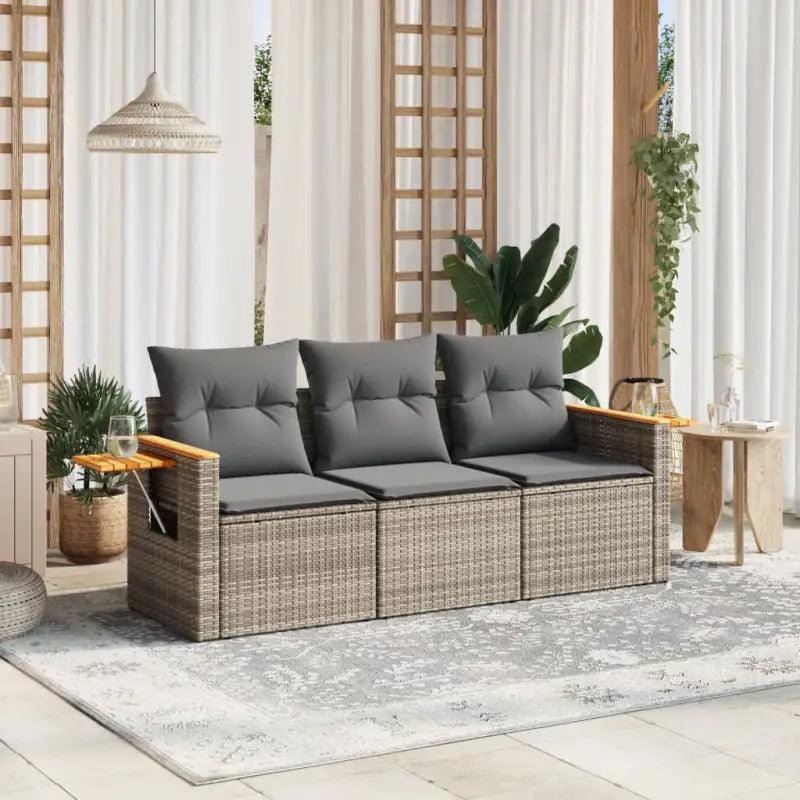 Poly Rattan Tuinset met Waterdichte Tas en Wasbare Hoezen - Grijs / Zonder tafel - Tuinsets