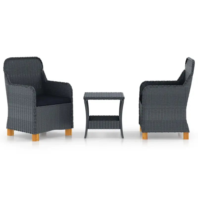 Poly Rattan Tuinset voor buiten met comfortabele stoelen en tafel - Donkergrijs / Nee - Tuinsets