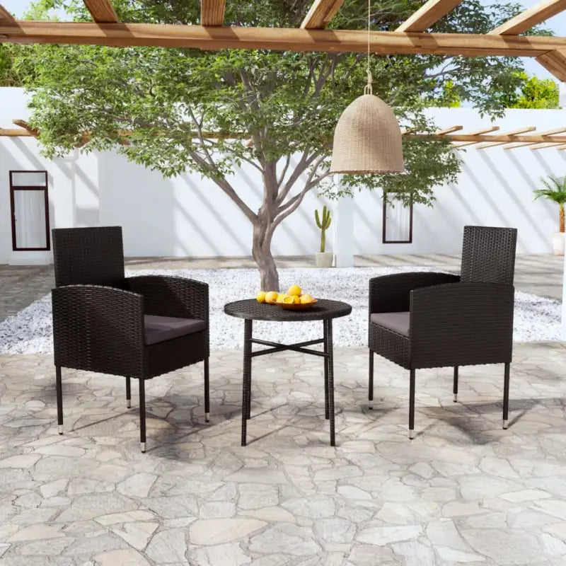 Poly Rattan Tuinset voor comfortabel buiten eten of ontspannen - Zwart - Tuinsets
