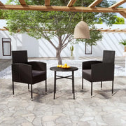 Poly Rattan Tuinset voor comfortabel buiten eten of ontspannen - Zwart - Tuinsets