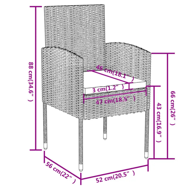 Poly Rattan Tuinset voor comfortabel buiten eten of ontspannen - Zwart - Tuinsets