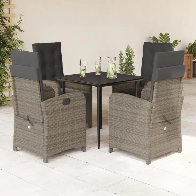 Poly rattan tuinset voor comfortabele zitervaring en gemakkelijk schoonmaken - 80 cm tafellengte / Met voetensteun