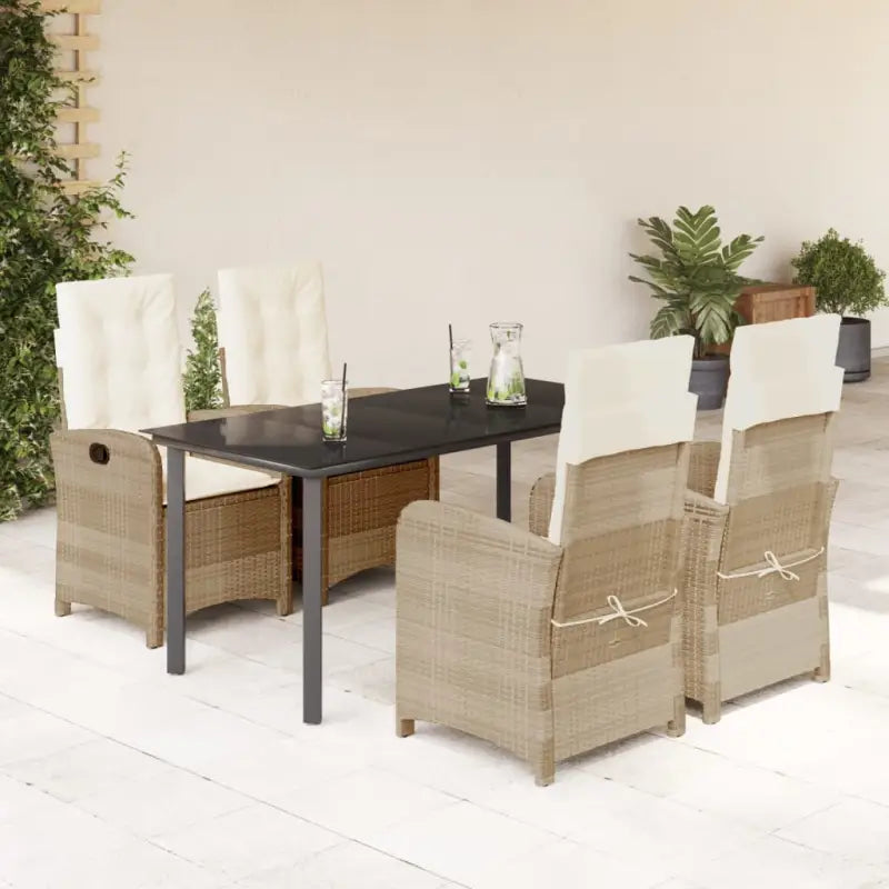 Poly rattan tuinset voor comfortabele zitervaring en gemakkelijk schoon maken - 160 cm tafellengte / Zonder voetensteun