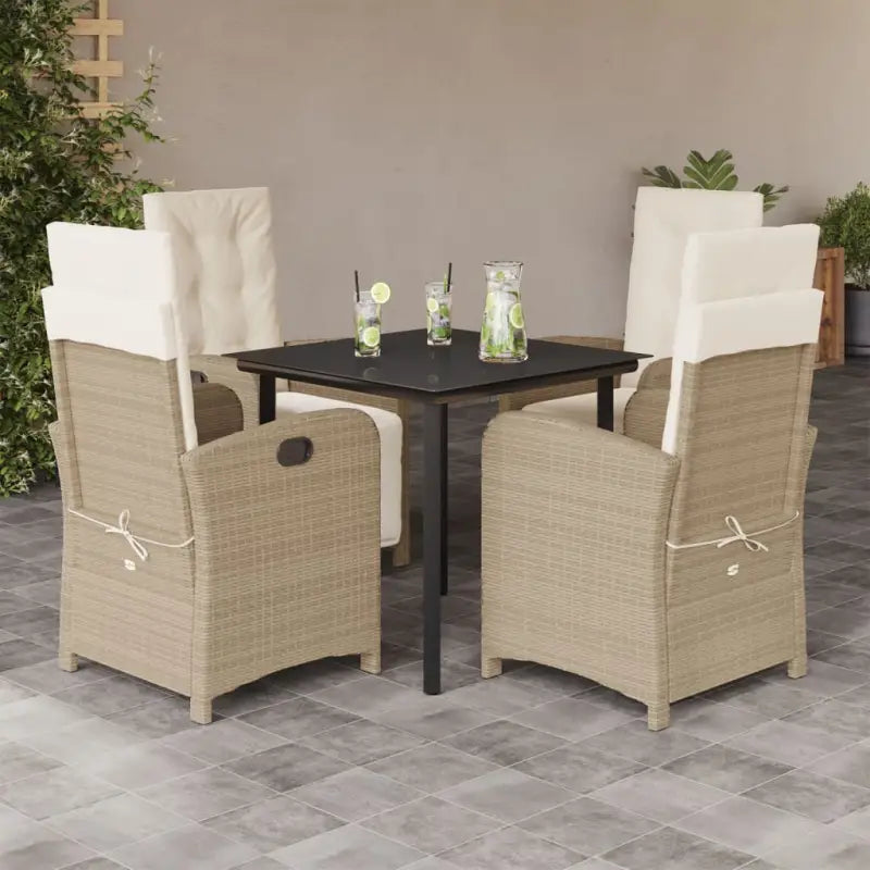 Poly rattan tuinset voor comfortabele zitervaring en gemakkelijk schoon maken - 80 cm tafellengte / Met voetensteun