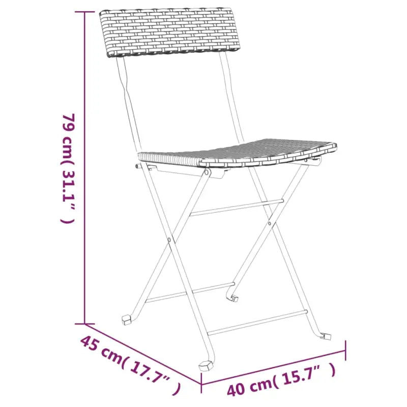 Poly Rattan Tuinset voor Diner en Ontspanning in de Tuin of Op Balkon - Tuinsets