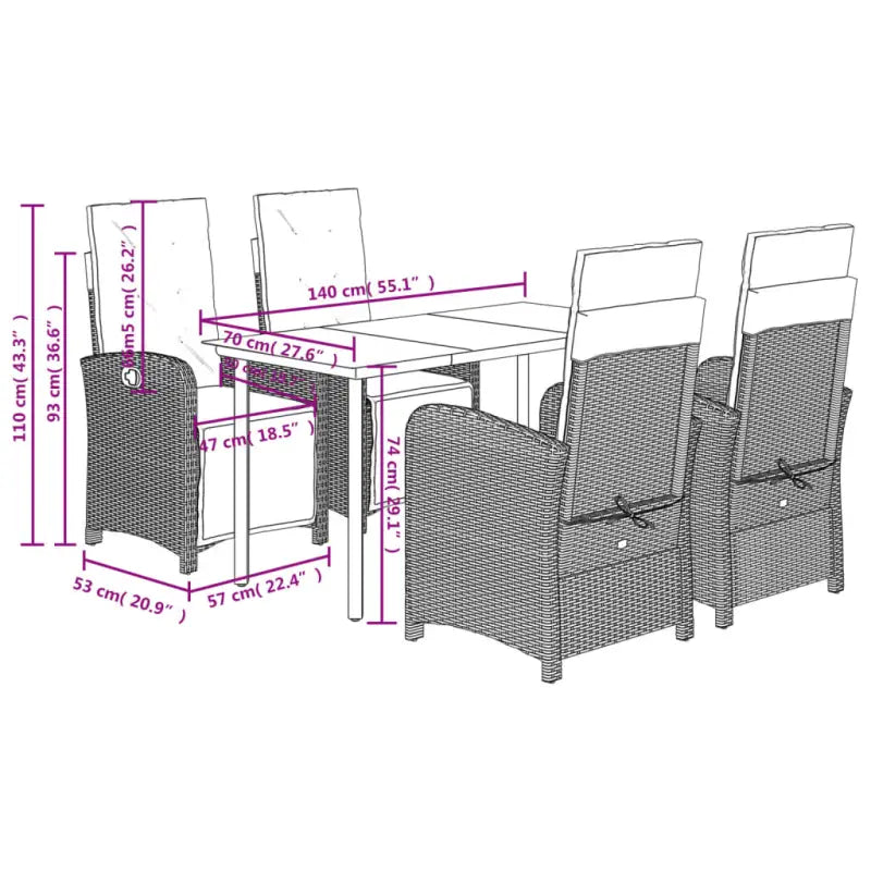 Poly rattan tuinset voor een comfortabele zitervaring en gemakkelijk schoonmaken - Tuinsets