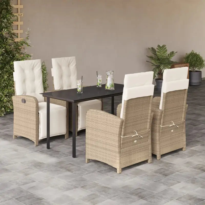 Poly rattan tuinset voor een comfortabele zitervaring en gemakkelijk schoonmaken - 140 cm tafellengte / Ronde poot