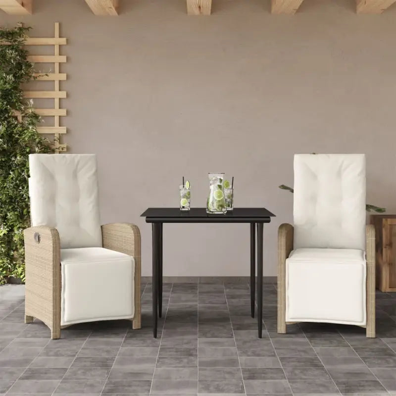 Poly rattan tuinset voor een comfortabele zitervaring en gemakkelijk schoonmaken - 80 cm tafellengte / Puntige poot