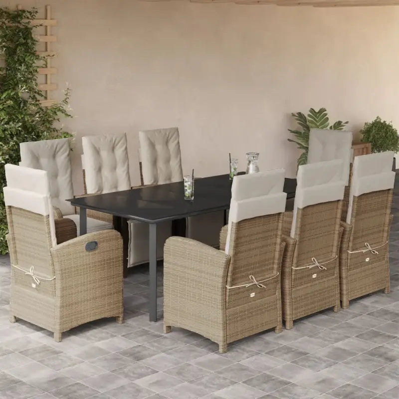 Poly rattan tuinset voor een comfortabele zitervaring en gemakkelijk schoonmaken - 200 cm tafellengte / Ronde poot