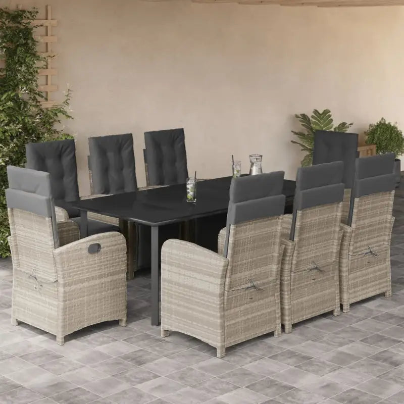 Poly rattan tuinset voor een comfortabele zitervaring gemakkelijk schoonmaken - 200 cm tafellengte / Ronde poot