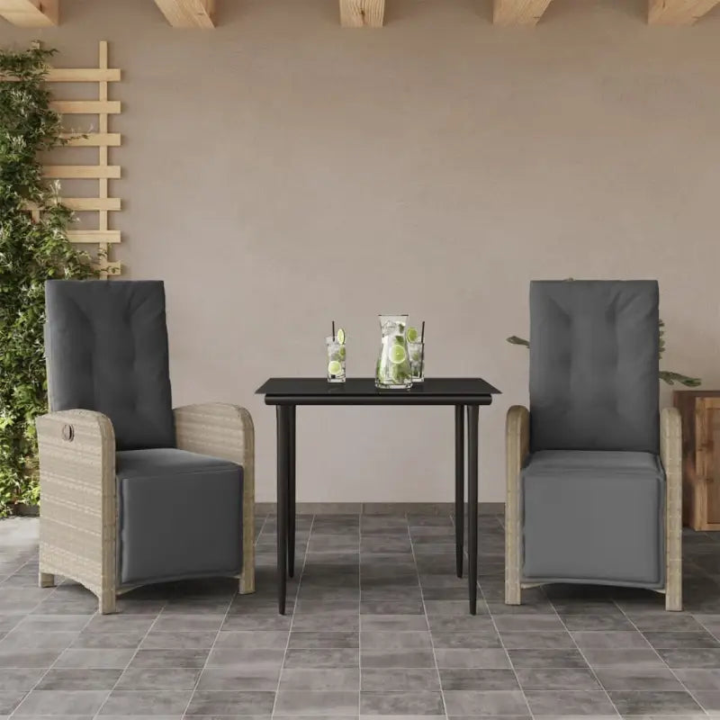Poly rattan tuinset voor een comfortabele zitervaring gemakkelijk schoonmaken - 80 cm tafellengte / Puntige poot