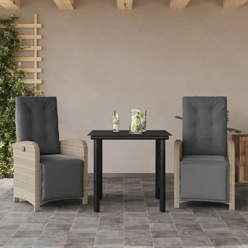 Poly rattan tuinset voor een comfortabele zitervaring gemakkelijk schoonmaken - 80 cm tafellengte / Ronde poot