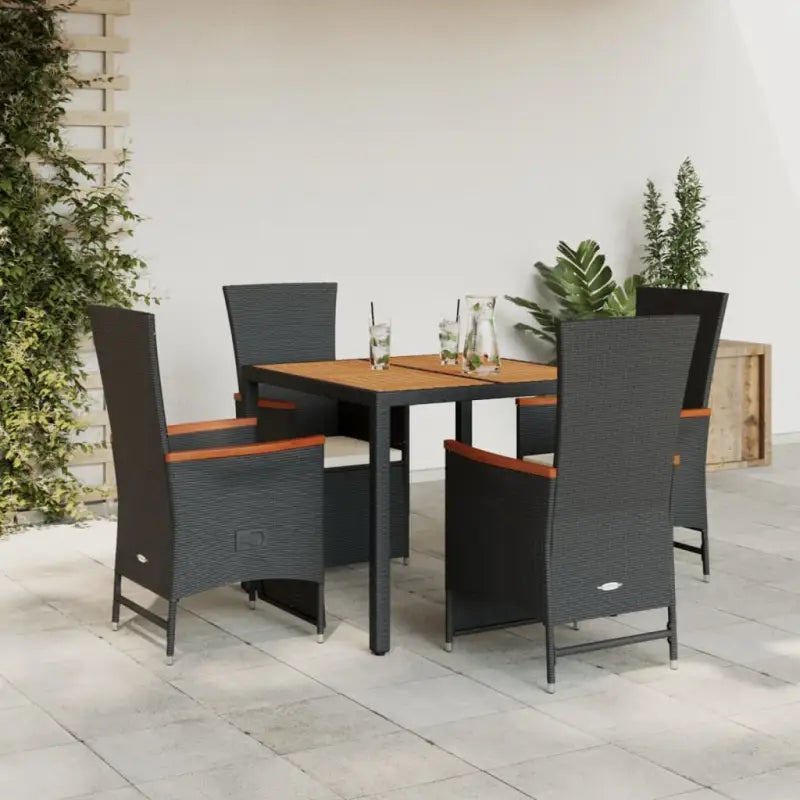 Poly rattan tuinset voor een comfortabele zitervaring met wasbare hoes - 90 cm tafellengte / Verstelbare stoel