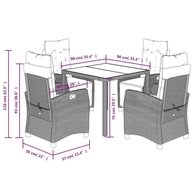 Poly rattan tuinset voor een eenvoudige schoon en comfortabele zitervaring - Tuinsets