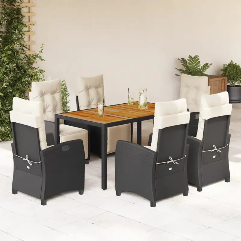 Poly rattan tuinset voor een eenvoudige schoon en comfortabele zitervaring - Zwart en crème / 150 cm tafellengte