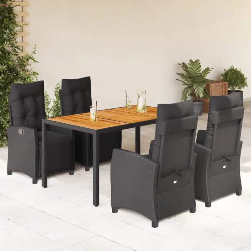 Poly rattan tuinset voor een eenvoudige schoon en comfortabele zitervaring - Zwart / 150 cm tafellengte - Tuinsets