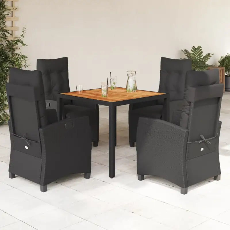 Poly rattan tuinset voor een eenvoudige schoon en comfortabele zitervaring - Zwart / 90 cm tafellengte - Tuinsets