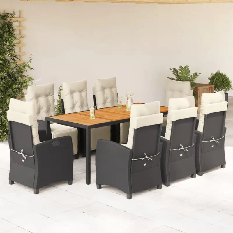 Poly rattan tuinset voor een eenvoudige schoon en comfortabele zitervaring - Zwart en crème / 190 cm tafellengte
