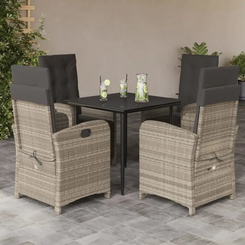 Poly rattan tuinset voor gemakkelijk schoon en comfortabele zitervaring - 80 cm tafellengte / Met voetensteun - Tuinsets