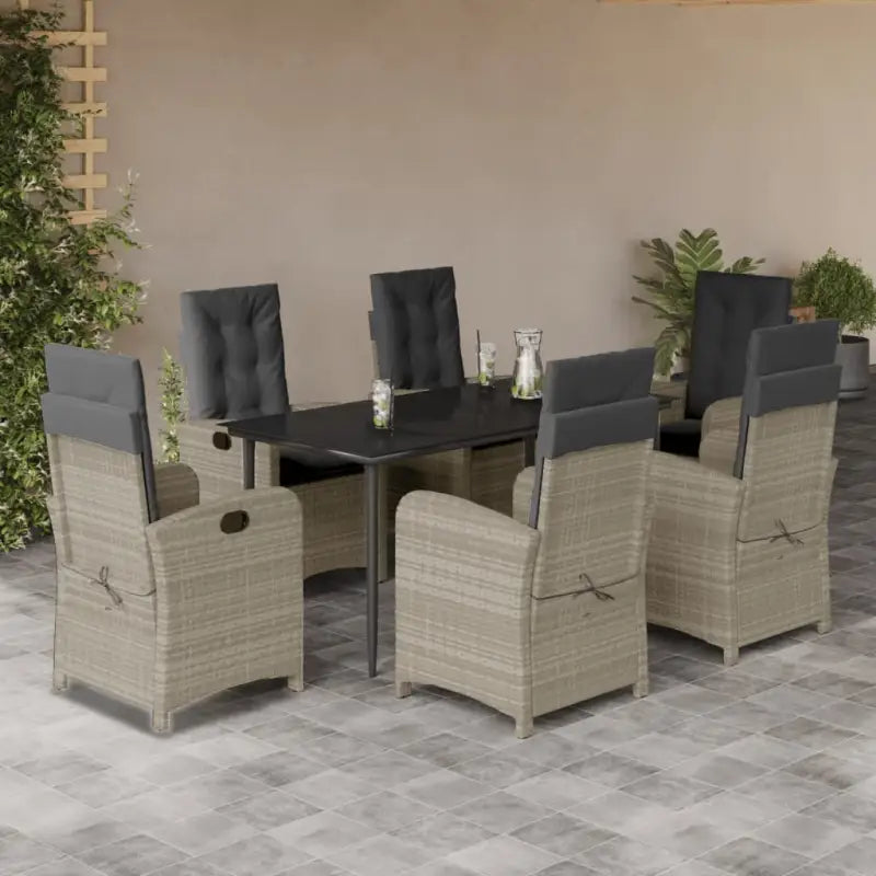 Poly rattan tuinset voor gemakkelijk schoon en comfortabele zitervaring - 160 cm tafellengte / Met voetensteun