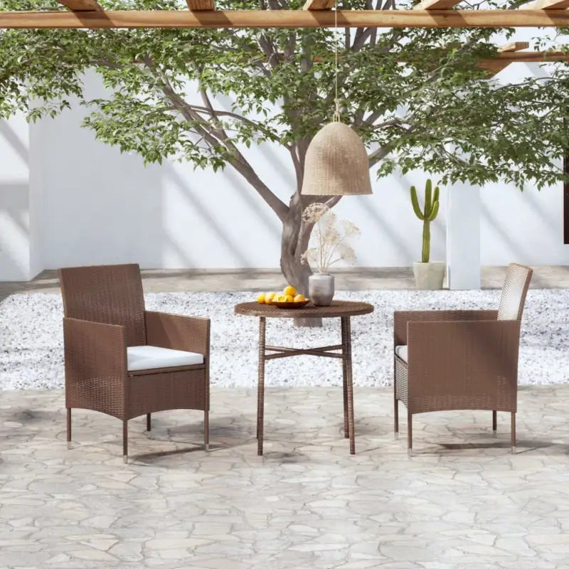 Poly rattan tuinset voor gezellige buitenmaaltijden en ontspannen plekken - Bruin - Tuinsets